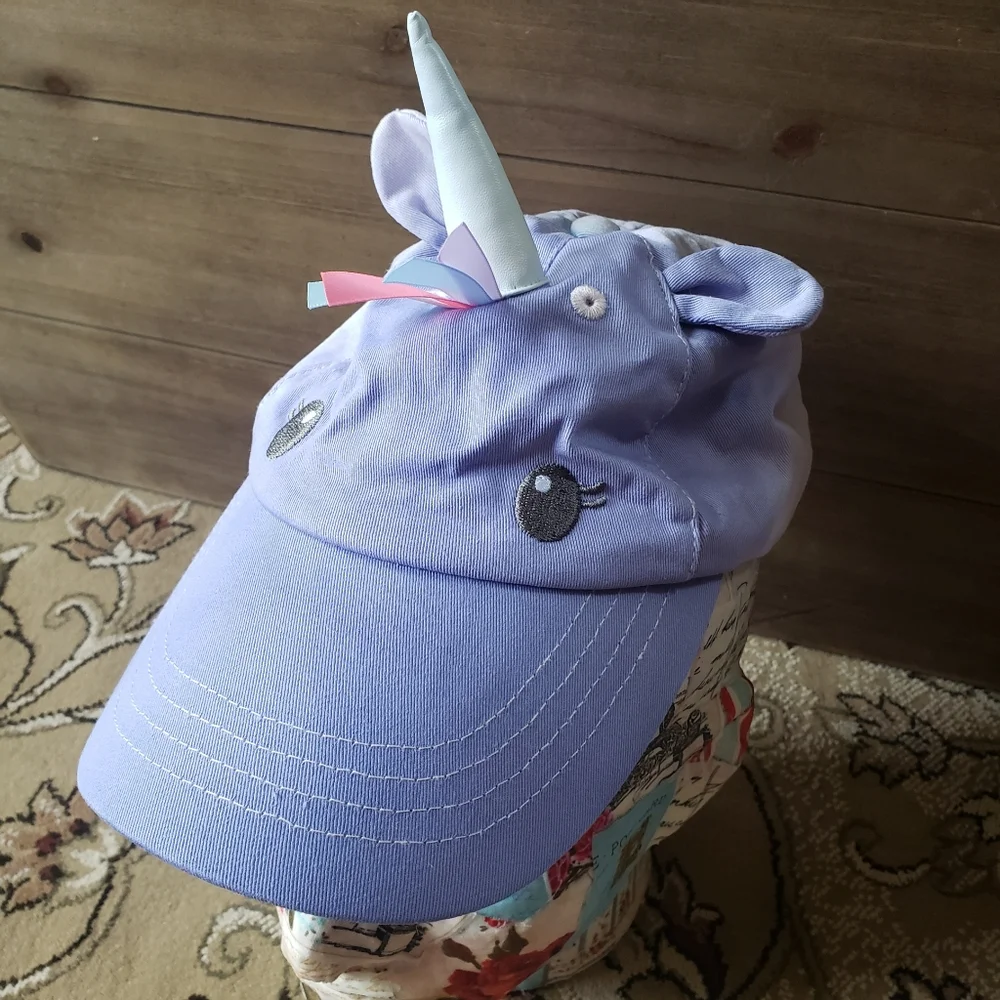 Carters kids 4-7 purple pink ombre unicorn cap